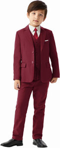 Boys' 5-Piece Slim Fit Suit Set with Suspenders - Formal Tuxedo MAGE