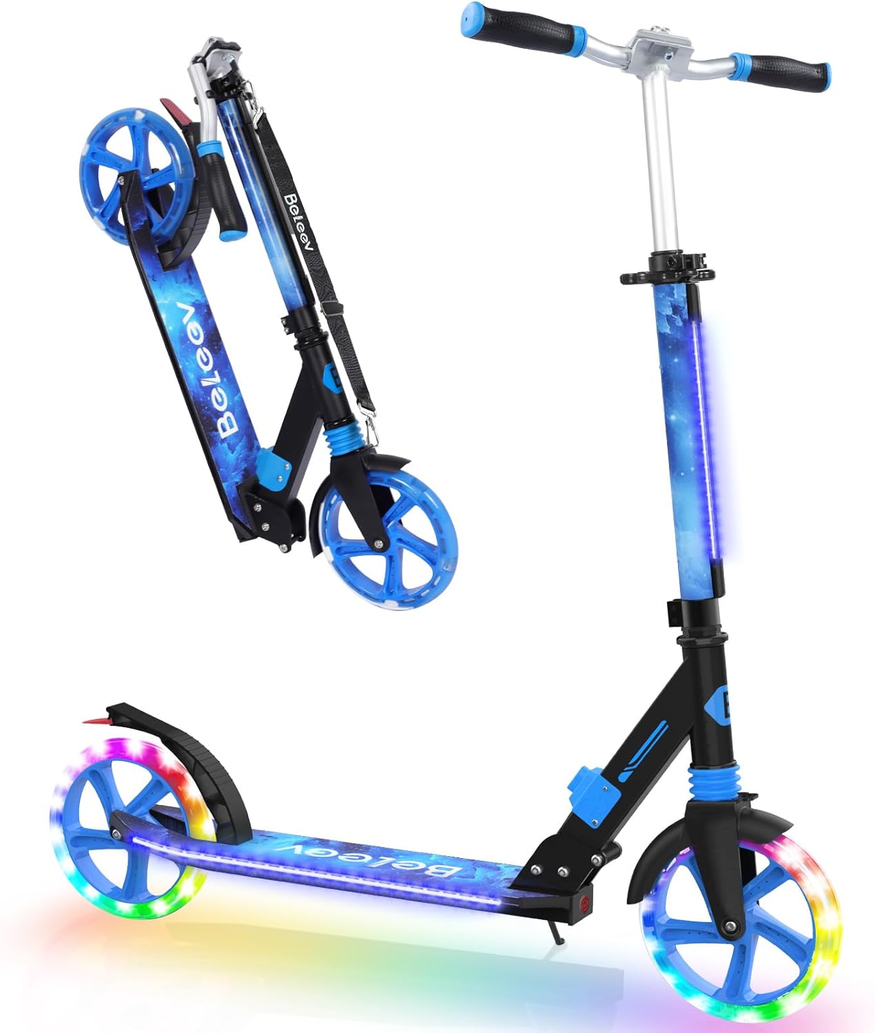 BELEEV V8 Scooters for Kids with Light-Up Deck and Adjustable Height
