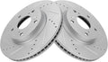 TRQ Front Performance Brake Rotors Set - G-Coated Cross Drilled