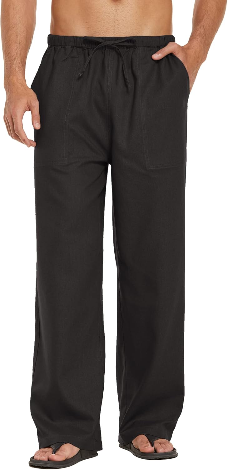 COOFANDY Mens Casual Linen Pants for Summer Beach Yoga Wear