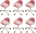 Rolling Stool Set of 6 with Adjustable Height and Swivel Seat