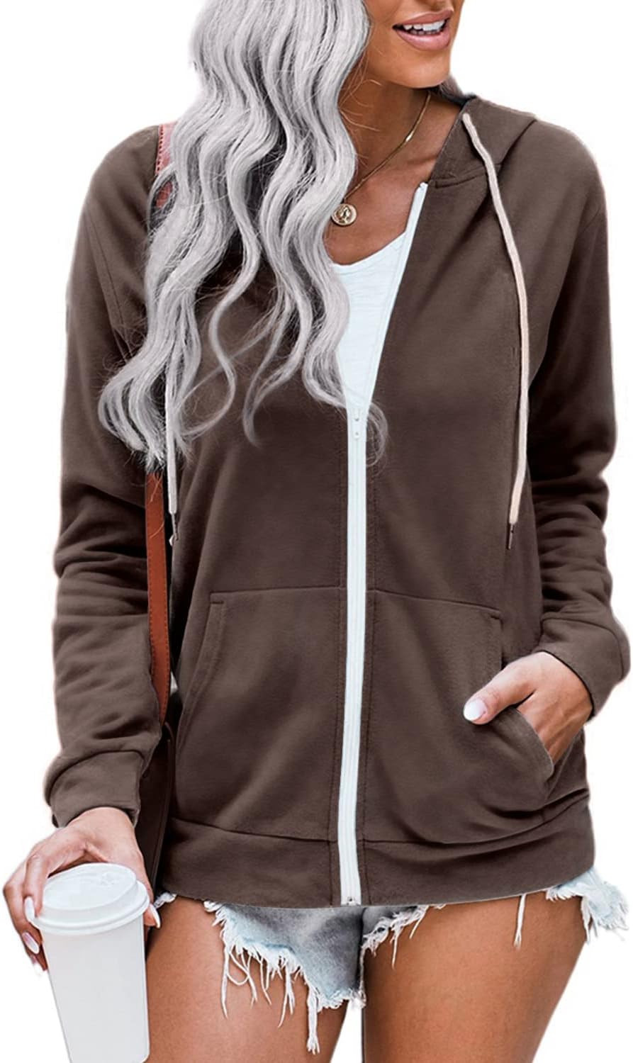 WROLEM Women Casual Full Zip Up Hoodie for All Seasons Comfort