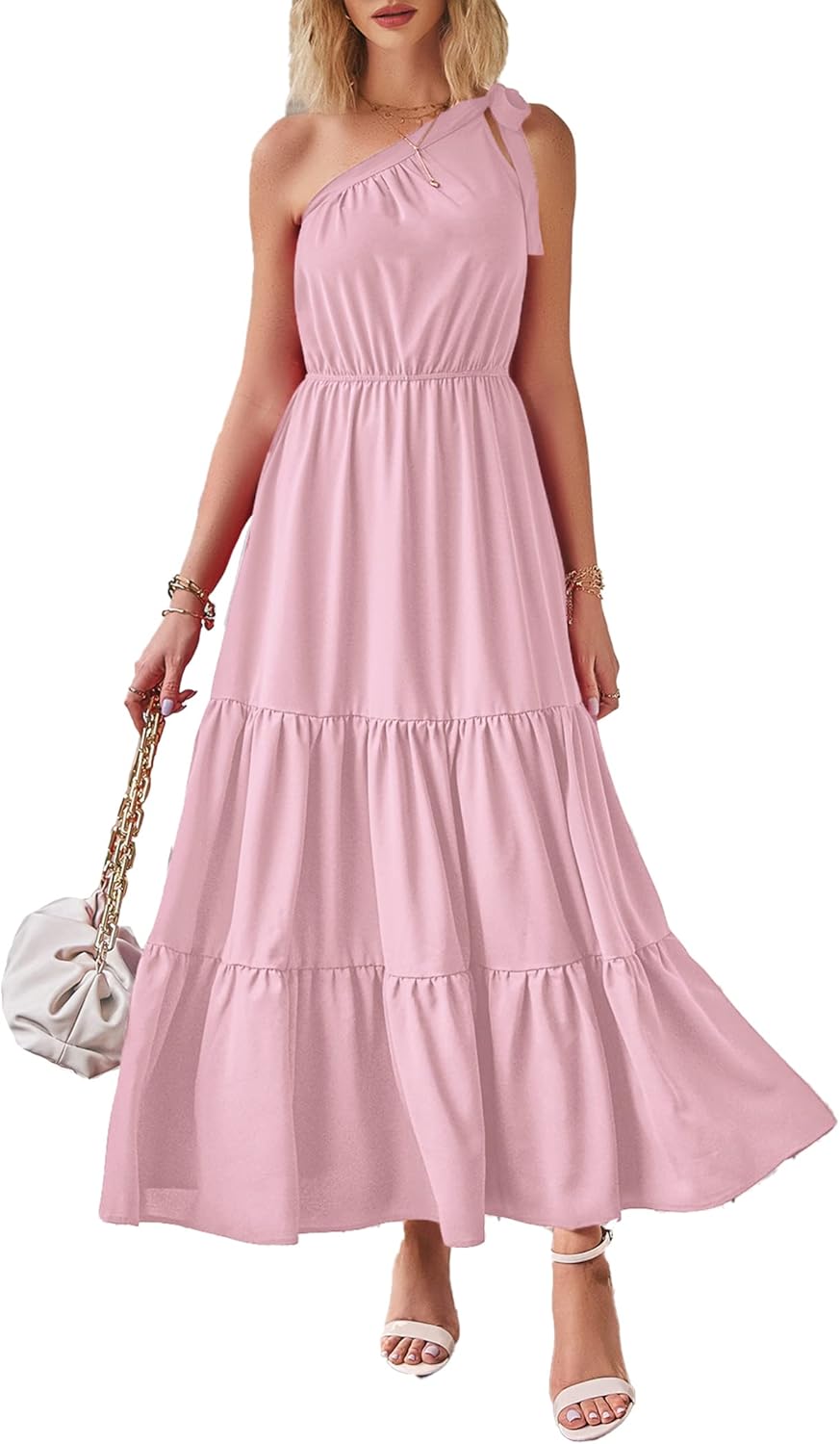Ditsy Floral One Shoulder Maxi Dress for Summer Weddings