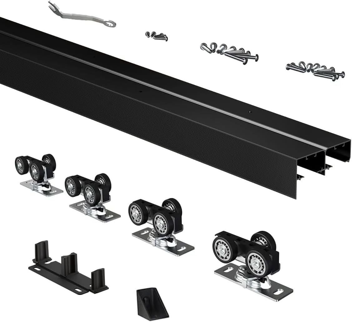 Heavy Duty Bypass Sliding Closet Door Track Hardware Set 84in
