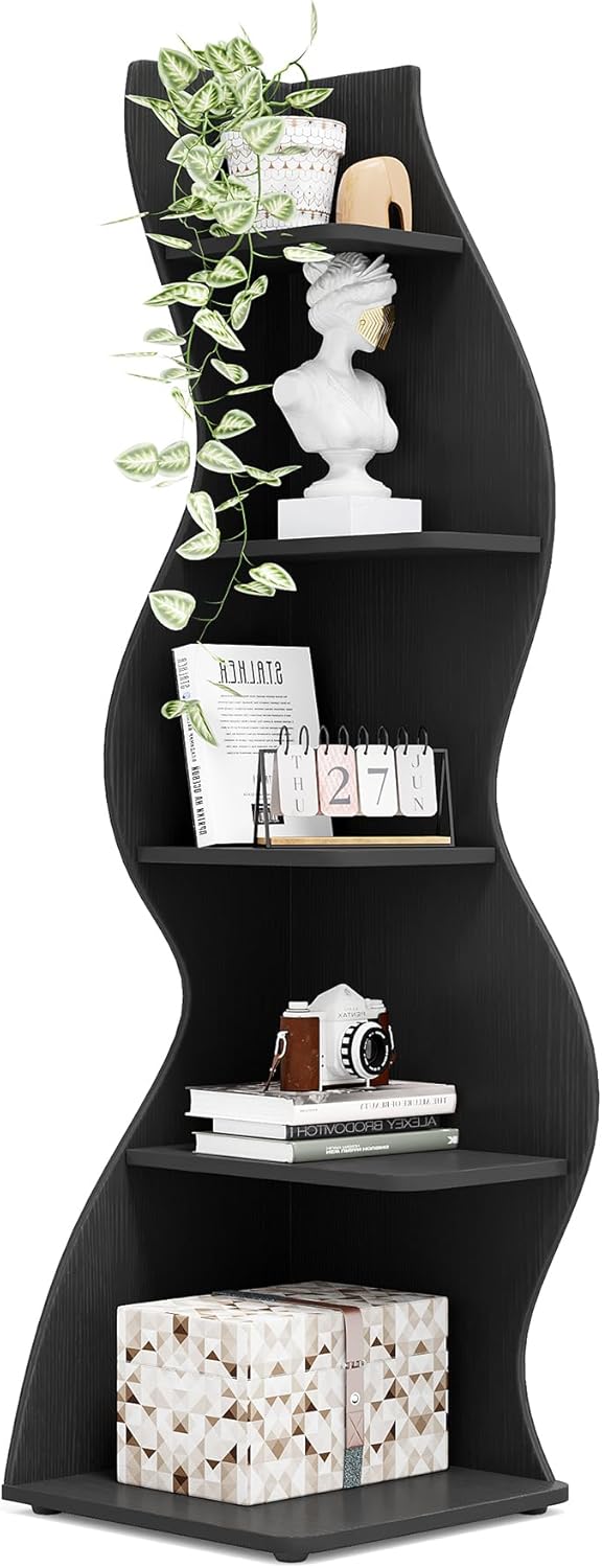 Tribesigns Corner Shelf - Modern 5-Tier Wall Bookshelf for Home