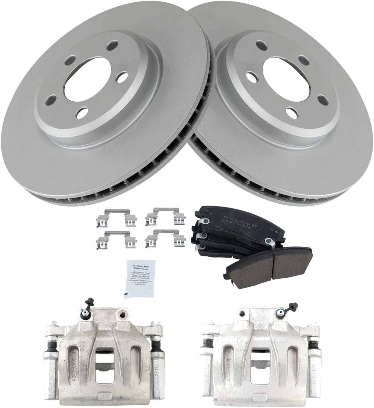 TRQ Front Brake Calipers with Ceramic Pads & Rotors for 300 Charger