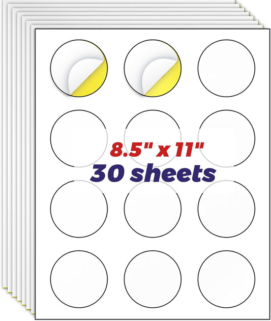 Matte Round Sticker Labels, Printable for Inkjet Printer, Strong Adhesive, 360 Labels