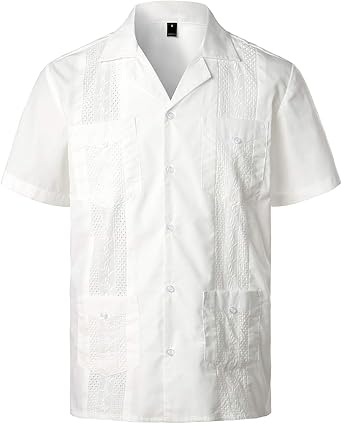 VATPAVE Mens Short Sleeve Button Down Cuban Guayabera Shirts Review