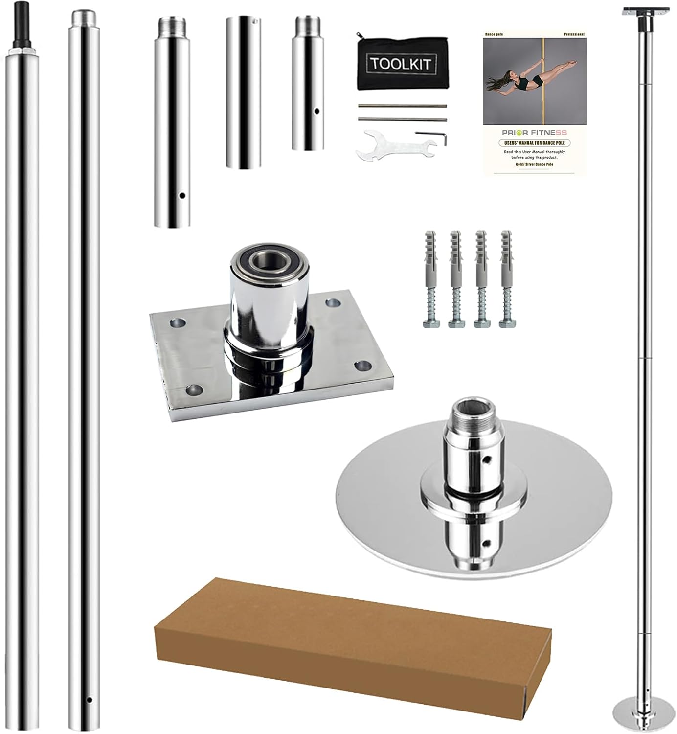 PRIOR FITNESS Permanent Fixed Dance Pole Kit for Home Use
