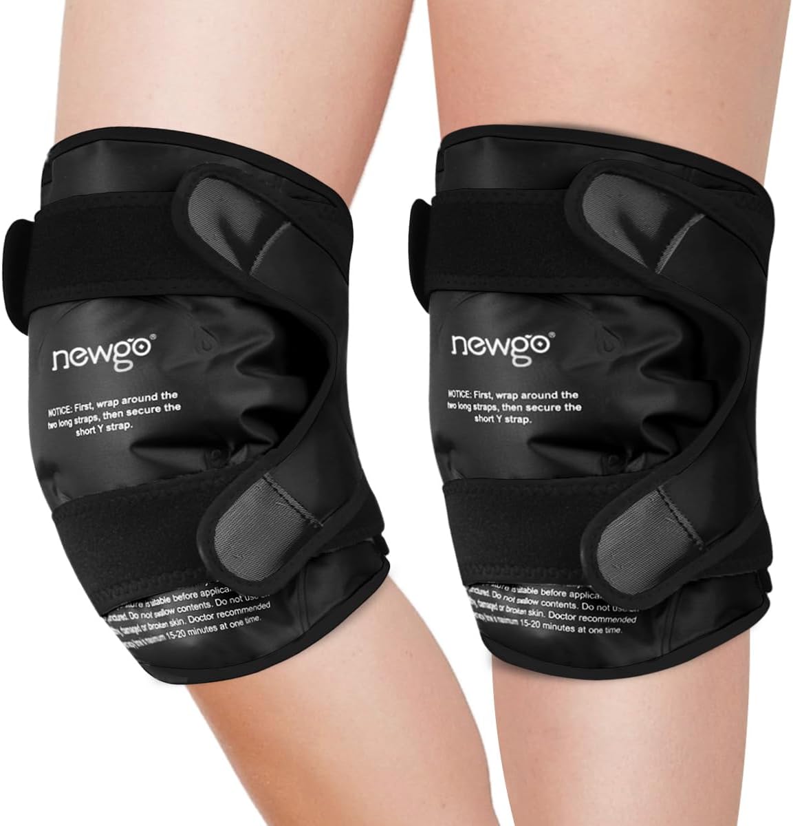NEWGO Knee Ice Pack Wrap for Pain Relief and Recovery - 2 Pack