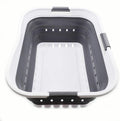 Collapsible Laundry Basket 42L White/Dark Grey - Space Saving Pop-Up