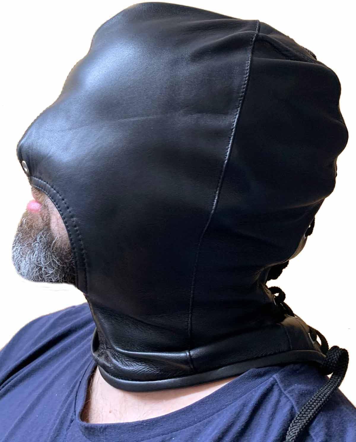 Leather Bondage Hood - Open Mouth Mask for Ultimate Pleasure