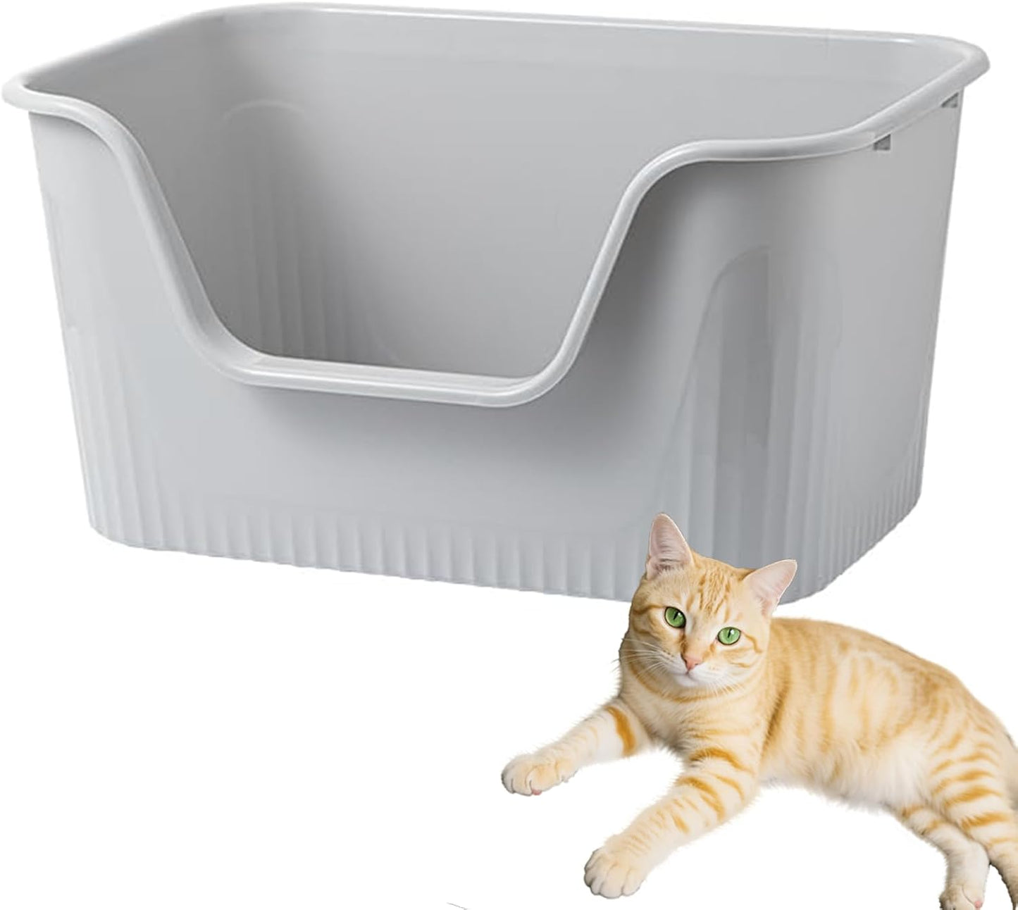 SpaceTime Large Cat Litter Box with High Sides for Comfort