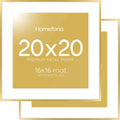 20x20 Picture Frame Gold - Polished Champagne Metal Frame with Mat