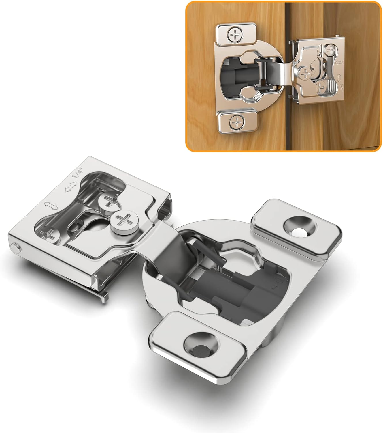 Chibery 50 Pack 1/4in Small Overlay Concealed Hinges