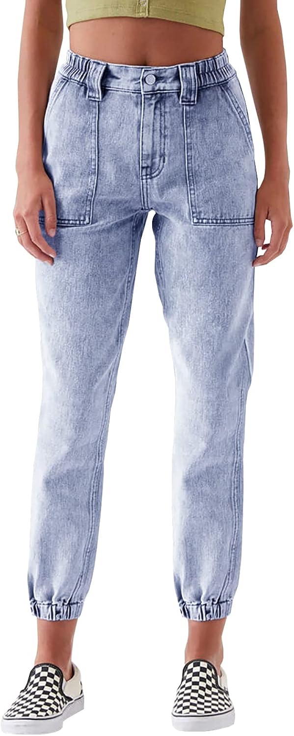 LONGYIDA High Waisted Jean Joggers for Women with Drawstring