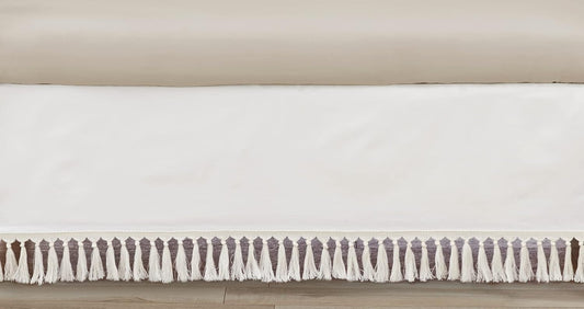 Boho Fringe Ivory Baby Crib Bed Skirt for Stylish Nurseries