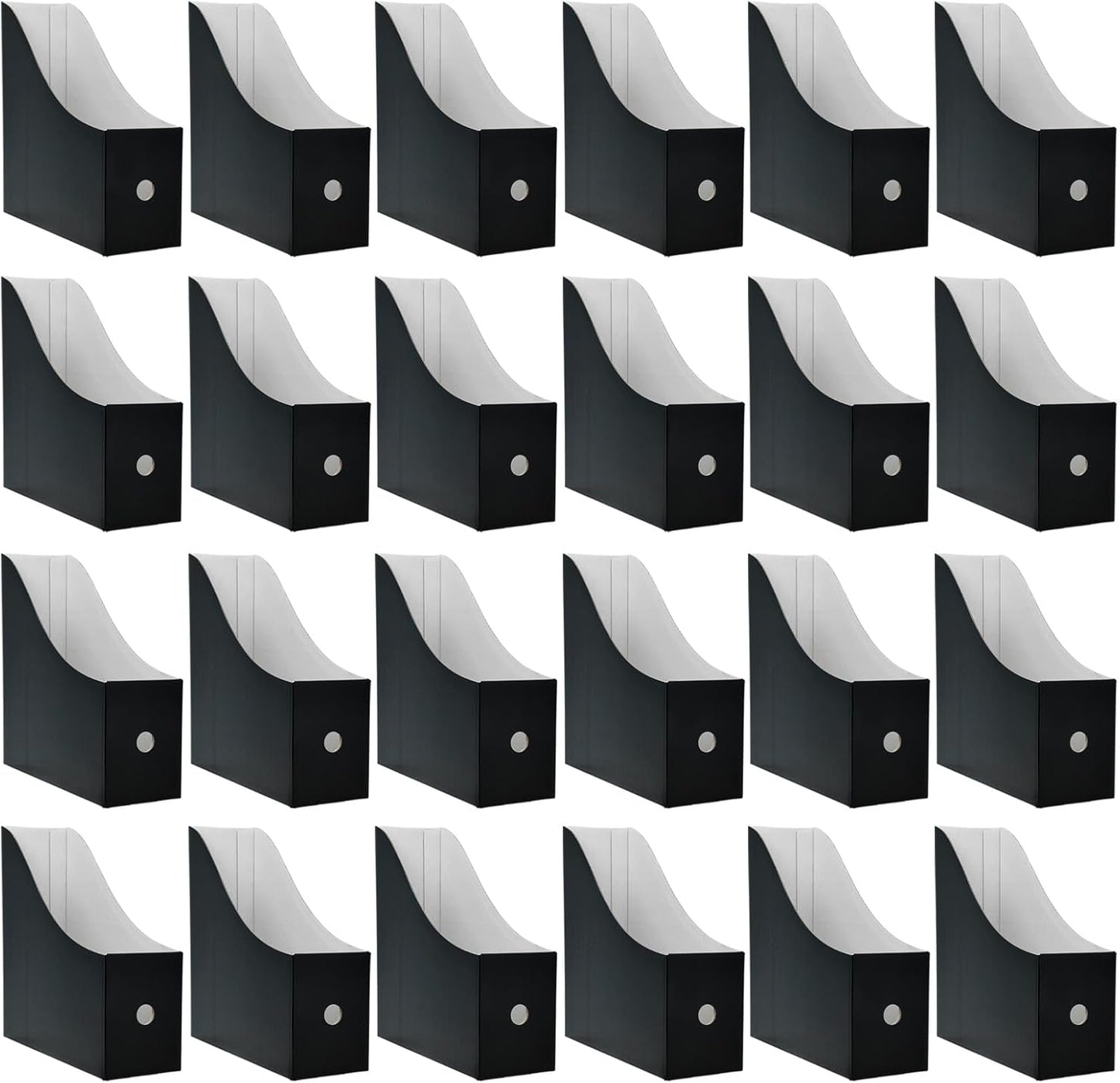 24 Pack Black Cardboard Magazine Holder for Efficient Storage