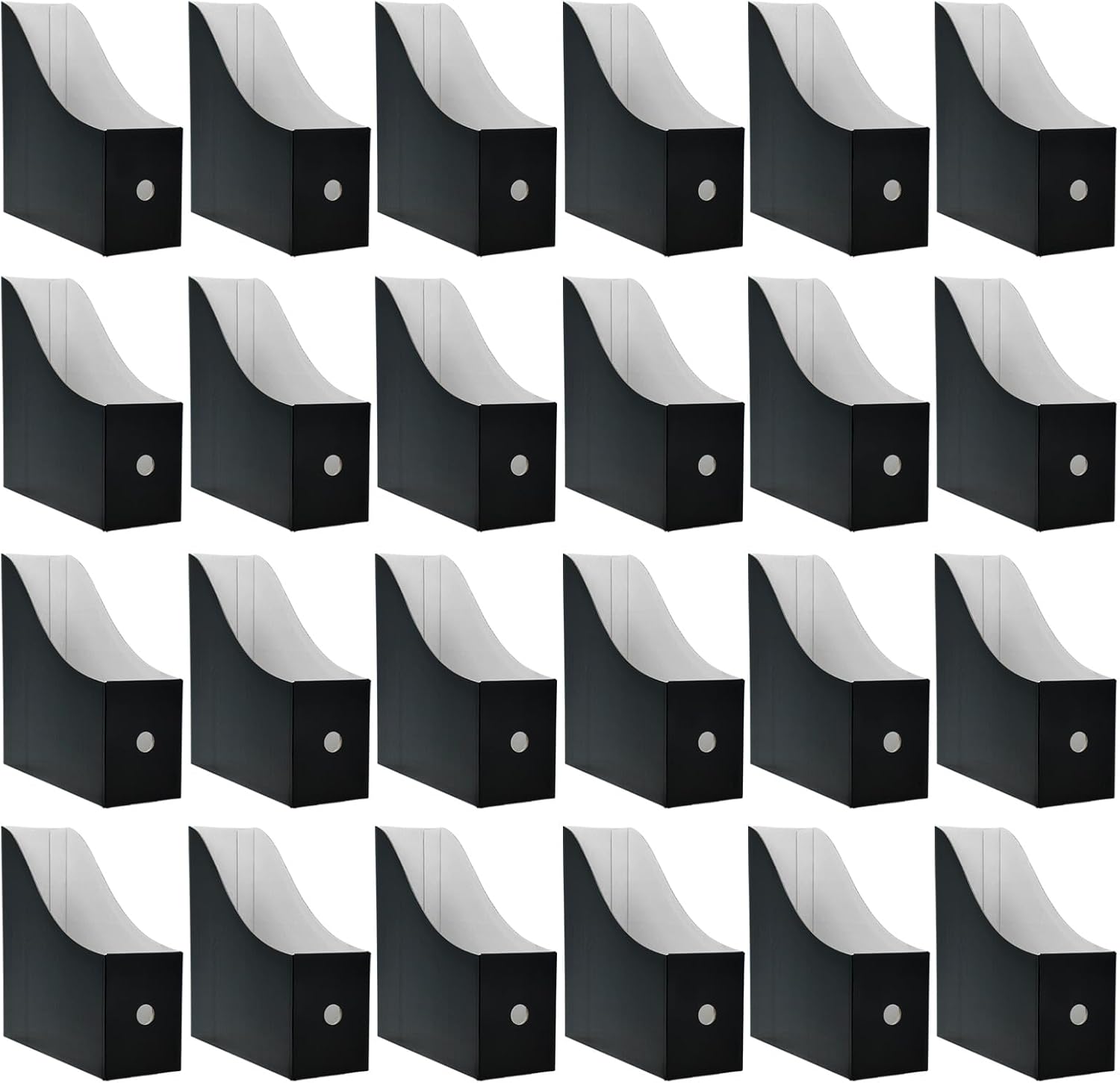 24 Pack Black Cardboard Magazine Holder for Efficient Storage