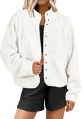 Womens Fuzzy Fleece Cropped Sherpa Shacket - Warm Casual Layer Women's