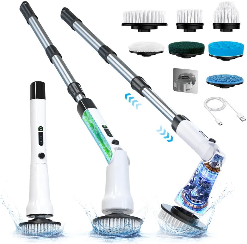 Electric Spin Scrubber for Efficient Cleaning with 7 Brush Heads