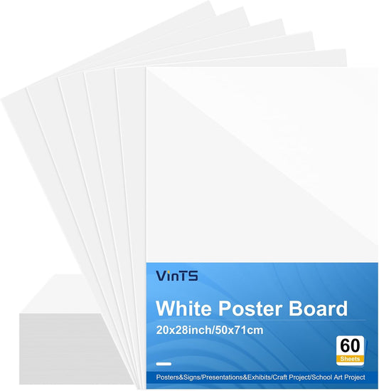 VinTS 22x28 White Poster Board Pack of 60 for Arts Projects
