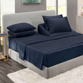 Clara Clark Flex Top King Sheets 6 Piece Set - Hotel Luxury Navy Blue