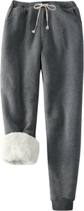 Flygo Women's Winter Sherpa Lined Fleece Joggers - Warm Comfort