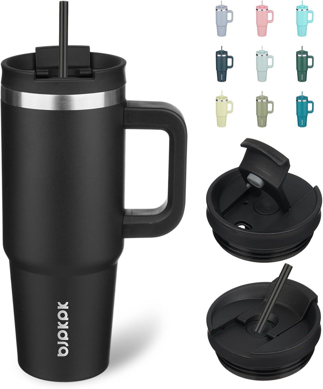 Insulated Tumbler Keeps Coffee Hot! 30oz Stainless Steel with Handle - Black