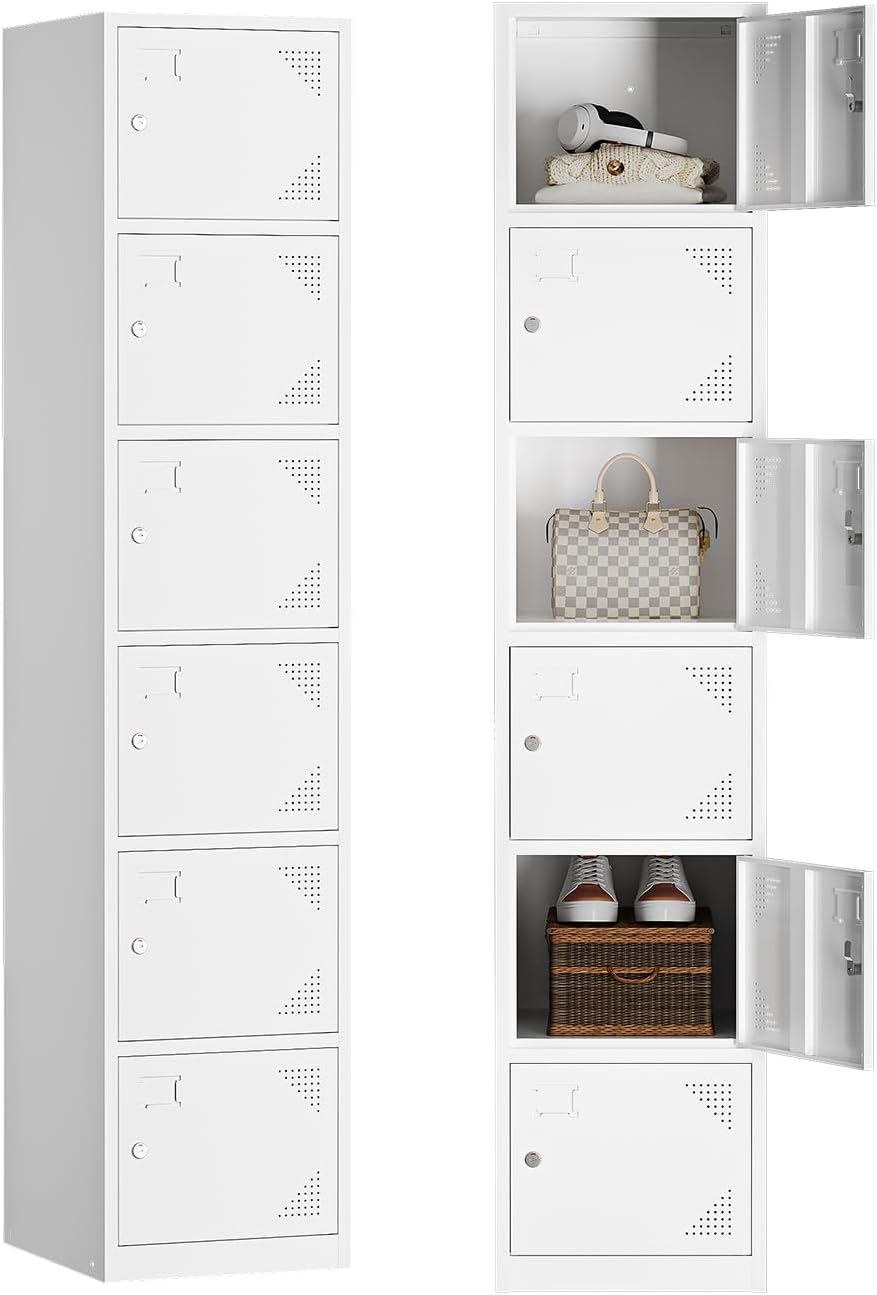 Yizosh Metal Locker with 6 Doors for School, Gym, Office