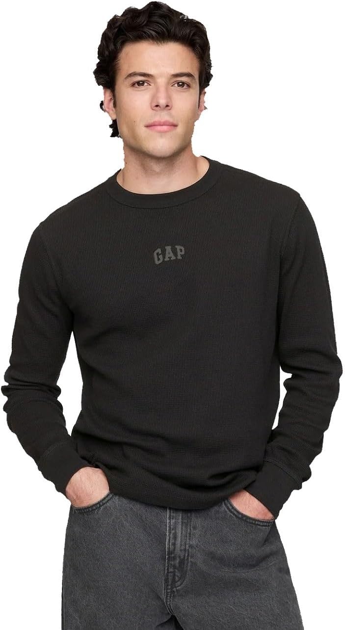 GAP Men's Logo Waffle Tee: Cozy Long Sleeve Style