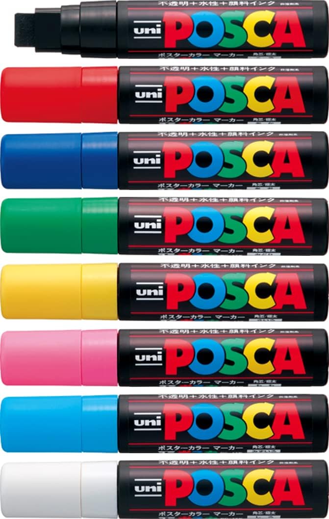 UNI POSCA PC-17K Full Range of 8 Vibrant Colors for Artists