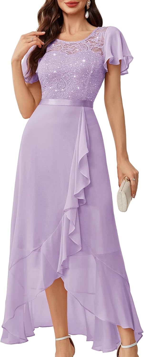 Elegant Long Prom Dress for Women with Slit and Lace Details