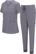 Natural Uniforms Womens 10 Pocket Cool Stretch Jogger Scrub Set welt