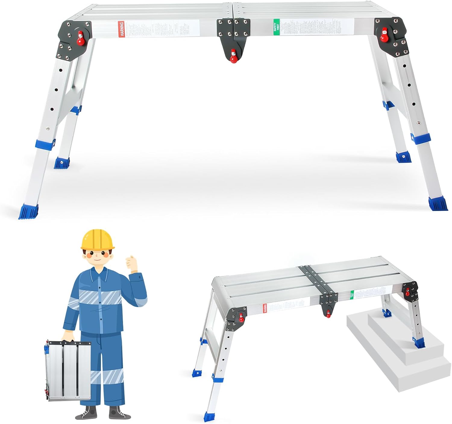LEADALLWAY Work Platform with Height Adjustment and Stability