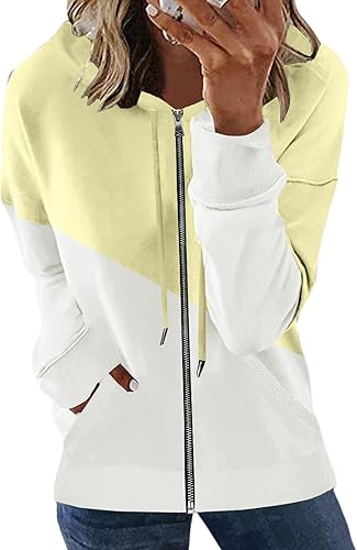 SHEWIN Women's Casual Zip Up Hoodie Jacket for Everyday Wear