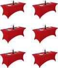 Red Spandex Table Cover 6ft Fitted Stretch Tablecloth - Pack of 6