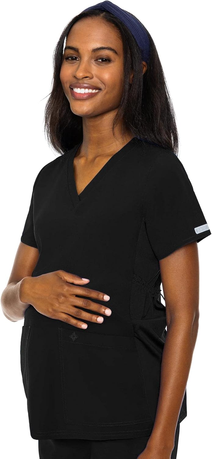 Med Couture Maternity V-Neck Scrub Top for Comfortable Wear