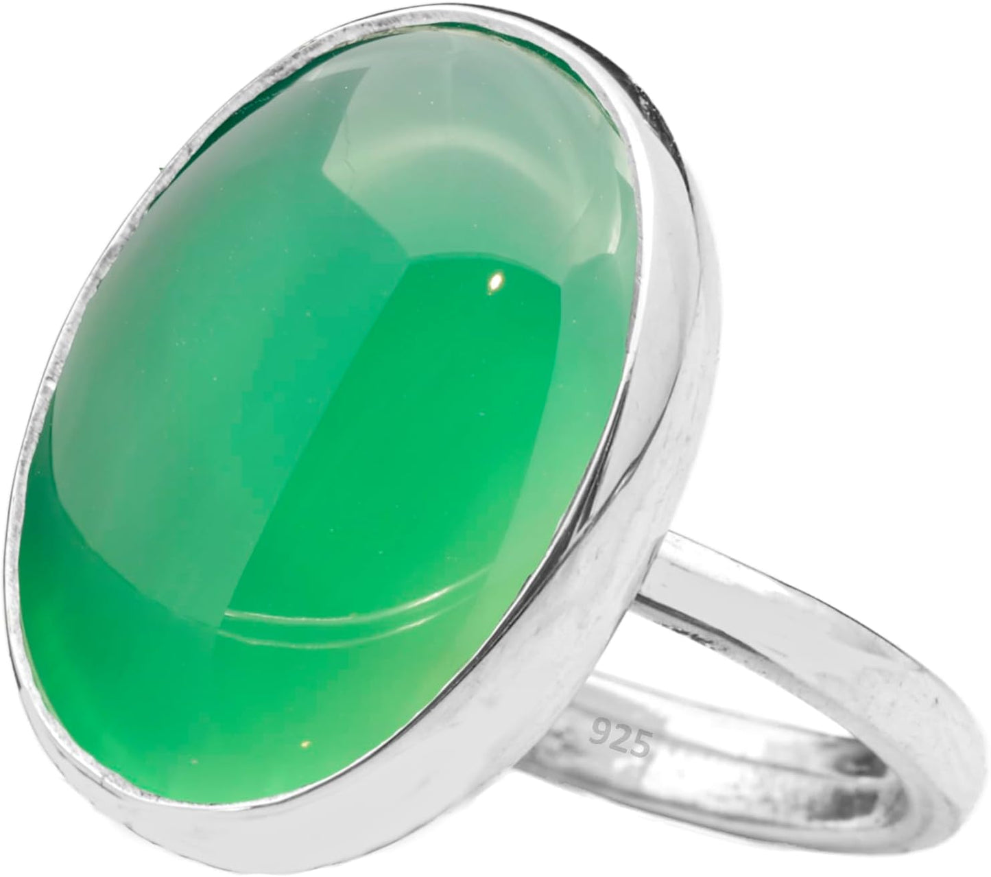 Natural Amazonite Crystal Ring in Rhodium Plated Silver