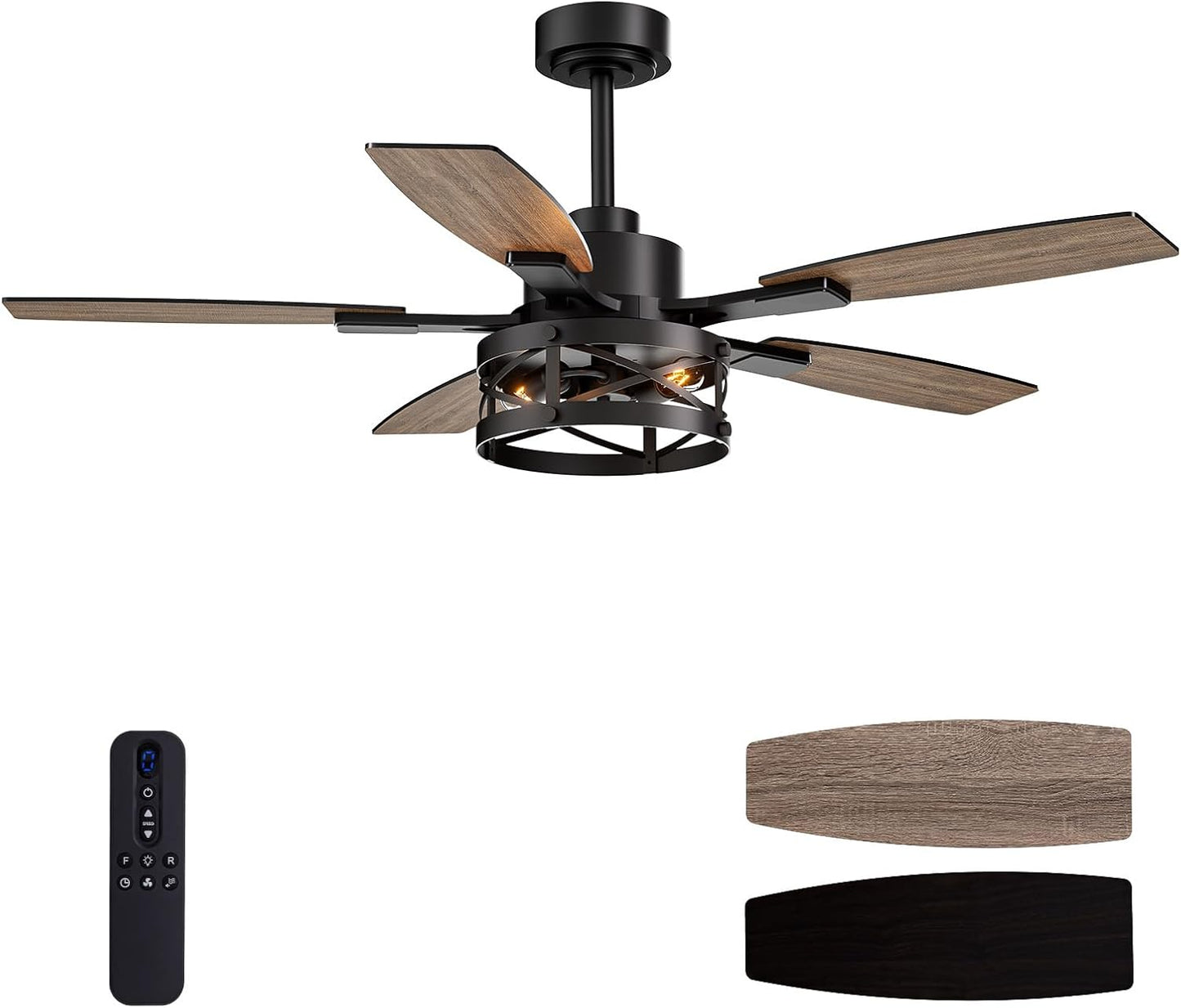52 Inch Ceiling Fan with Lights and Remote Control for Home