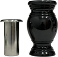 Memorial Cemetery Flower Vase - Real Black Granite with Stainless