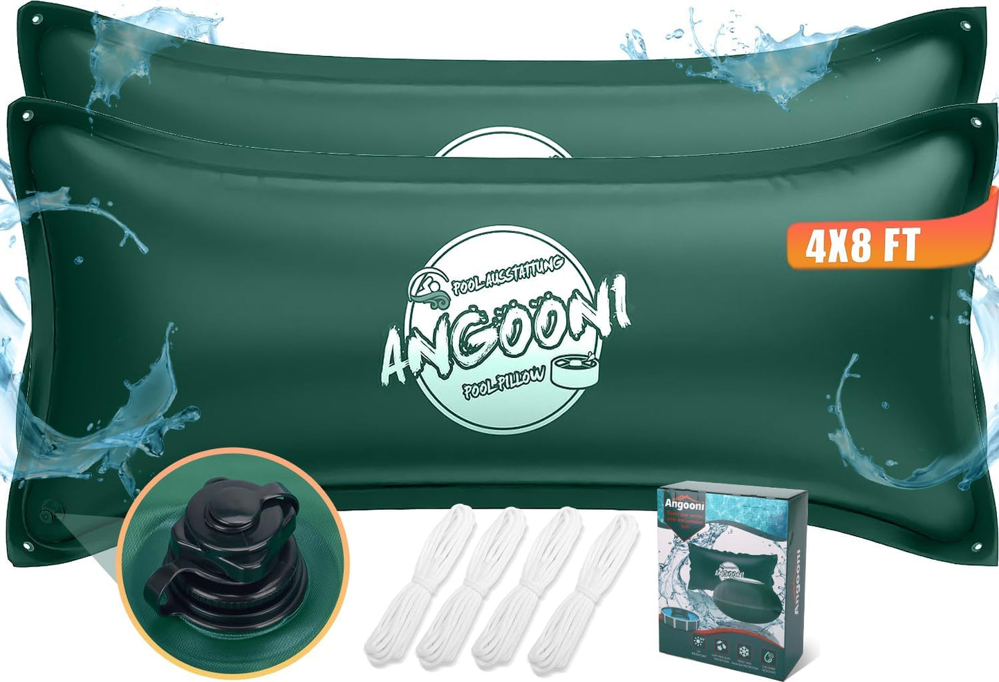 Heavy-Duty Green Pool Pillow 2 Pack for Above Ground Pools