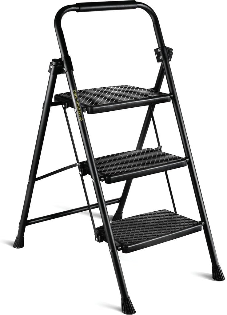 3 Step Folding Step Ladder with Wide Anti-Slip Pedal for Safety
