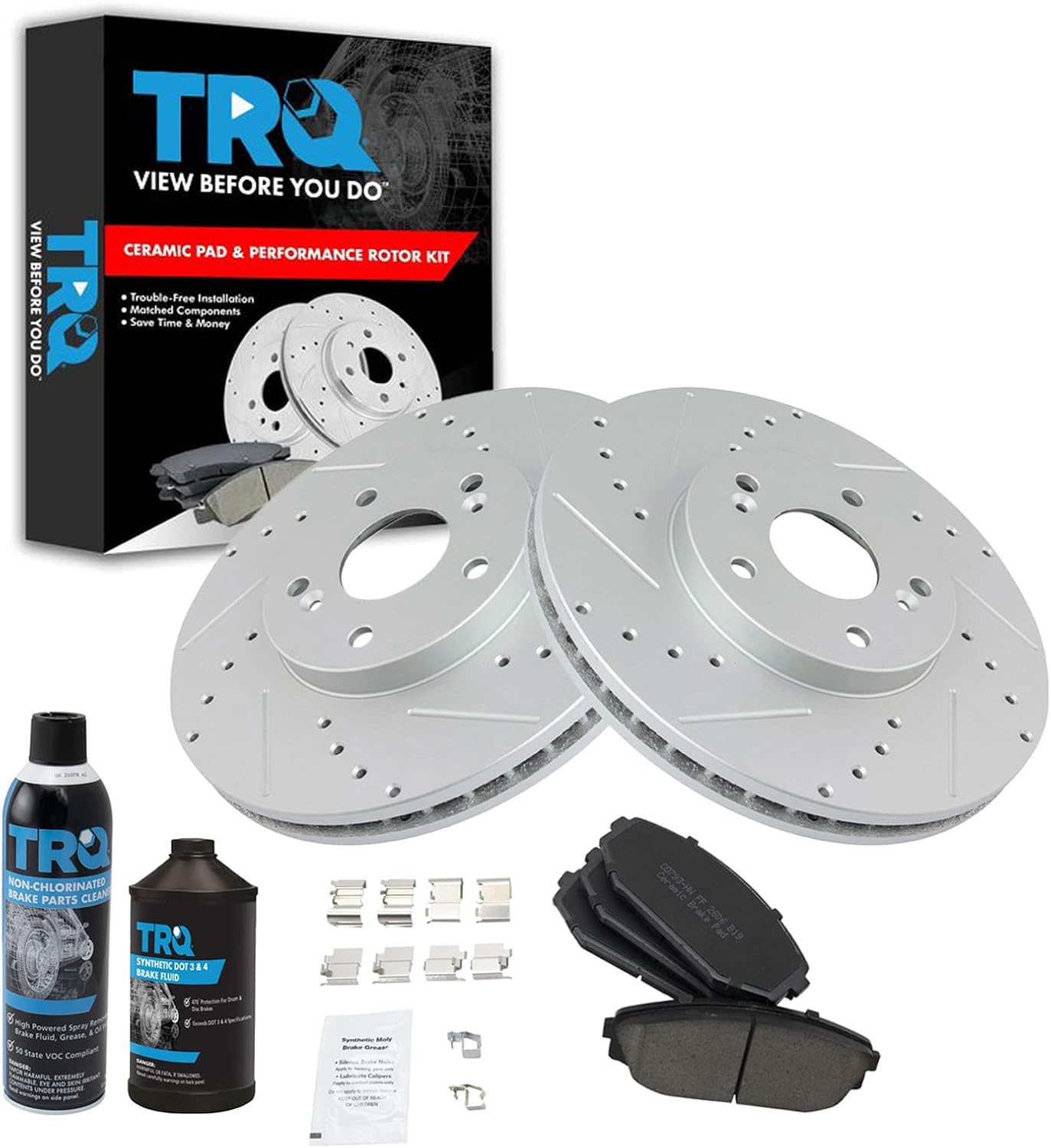 TRQ Front Performance Brake Pad & Rotor Kit for Acura MDX