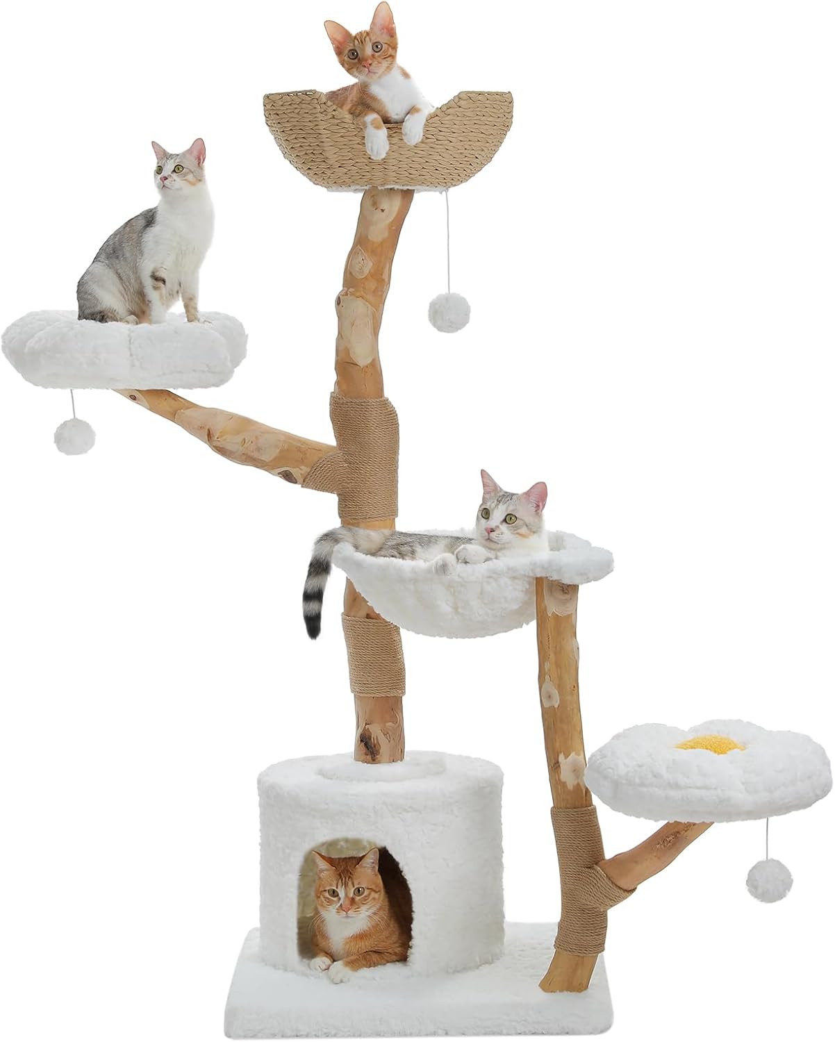 Modern Cat Tree for Indoor Cats, 59 Inches Luxury Cat Tower