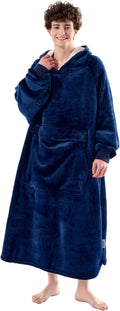 Big & Tall Wearable Blanket Hoodie for Adults - Sherpa Fleece Cozy Fit