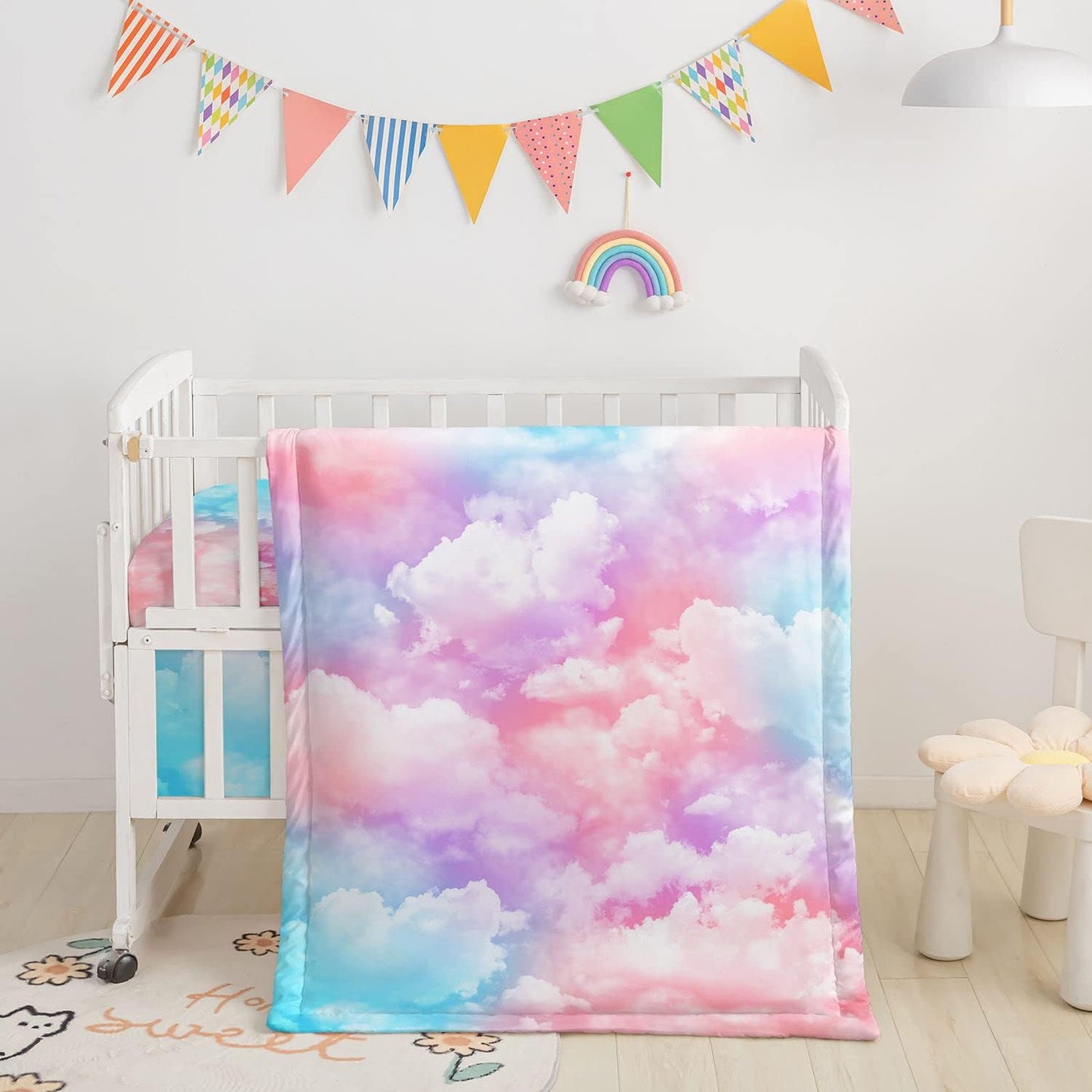 3-Piece Crib Bedding Set with Watercolor Butterfly Design