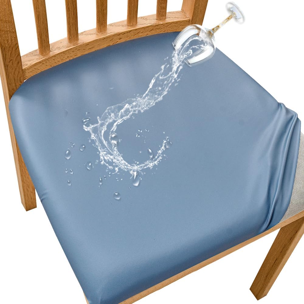 Waterproof PU Leather Seat Covers for Dining Chairs - 6 Pack