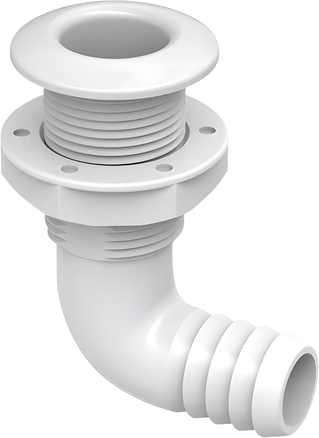 SEAFLO Angled Thru Hull Fitting with Check Valve for Boats