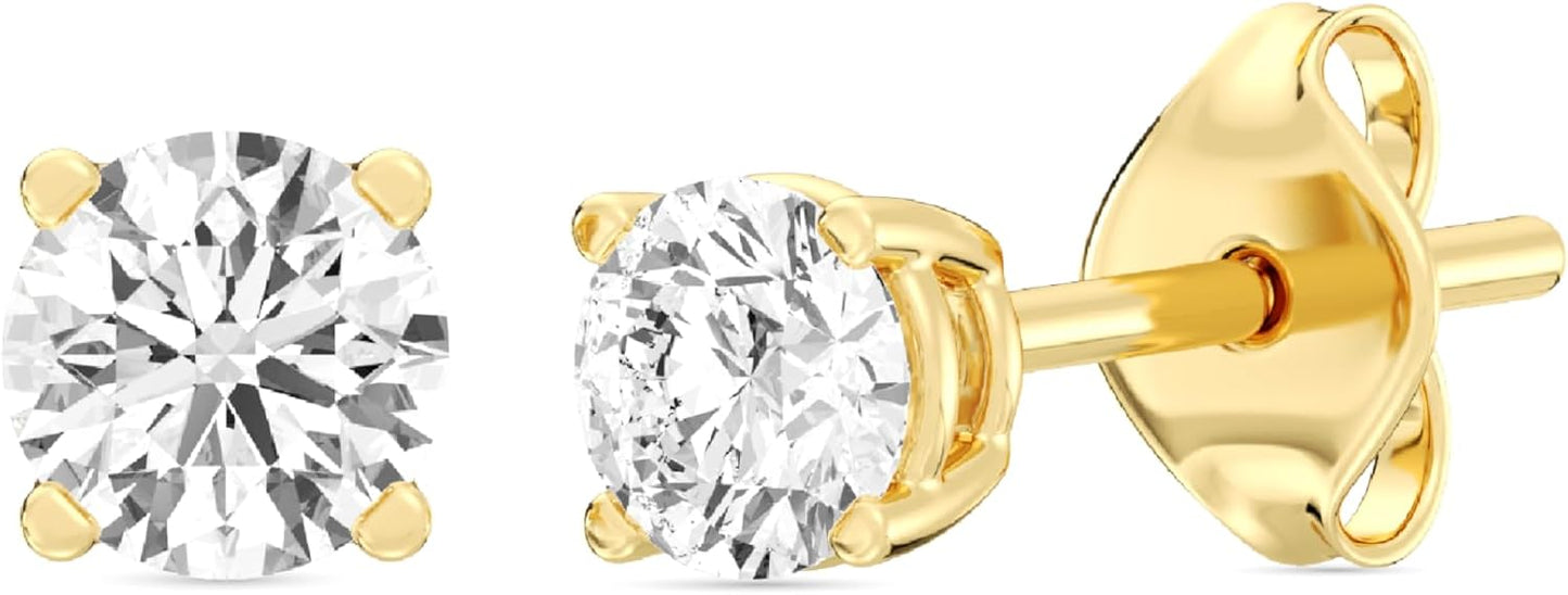 Gilded Lab-Grown Diamond Stud Earrings for Women in Silver
